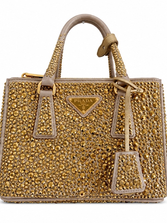 Prada Handbags - Prada Gold Crystal Embellished Shoulder Bag